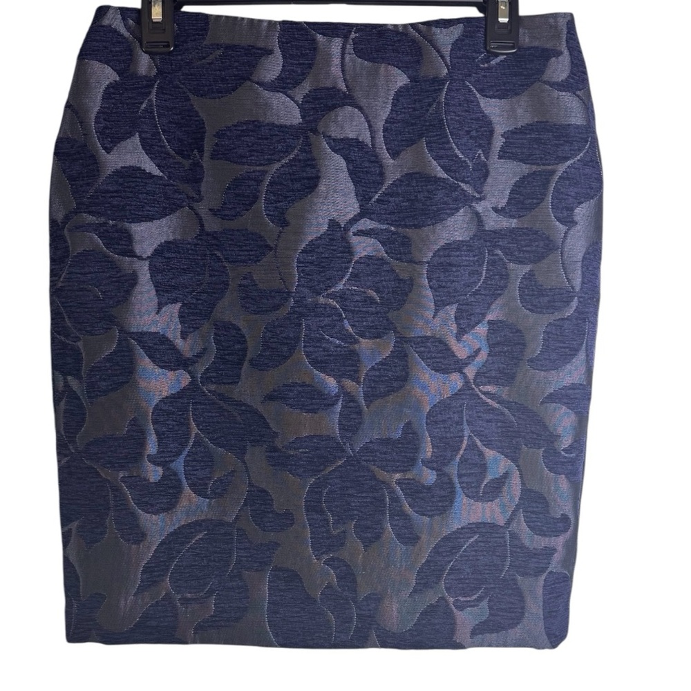 Ann Taylor Women’s Navy Blue/Gray Floral Pattern Pencil Skirt Sz 8P